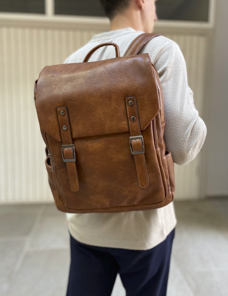 Huxley and Grace Ανδρικό κάμελ Backpack δερματίνη PB18